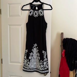 INC International Concepts embroidered black halter dress